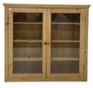 Early 20th century pine wall hanging kitchen cabinet