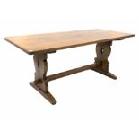 20th century oak refectory style dining table