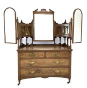 Late Victorian figured walnut dressing chest