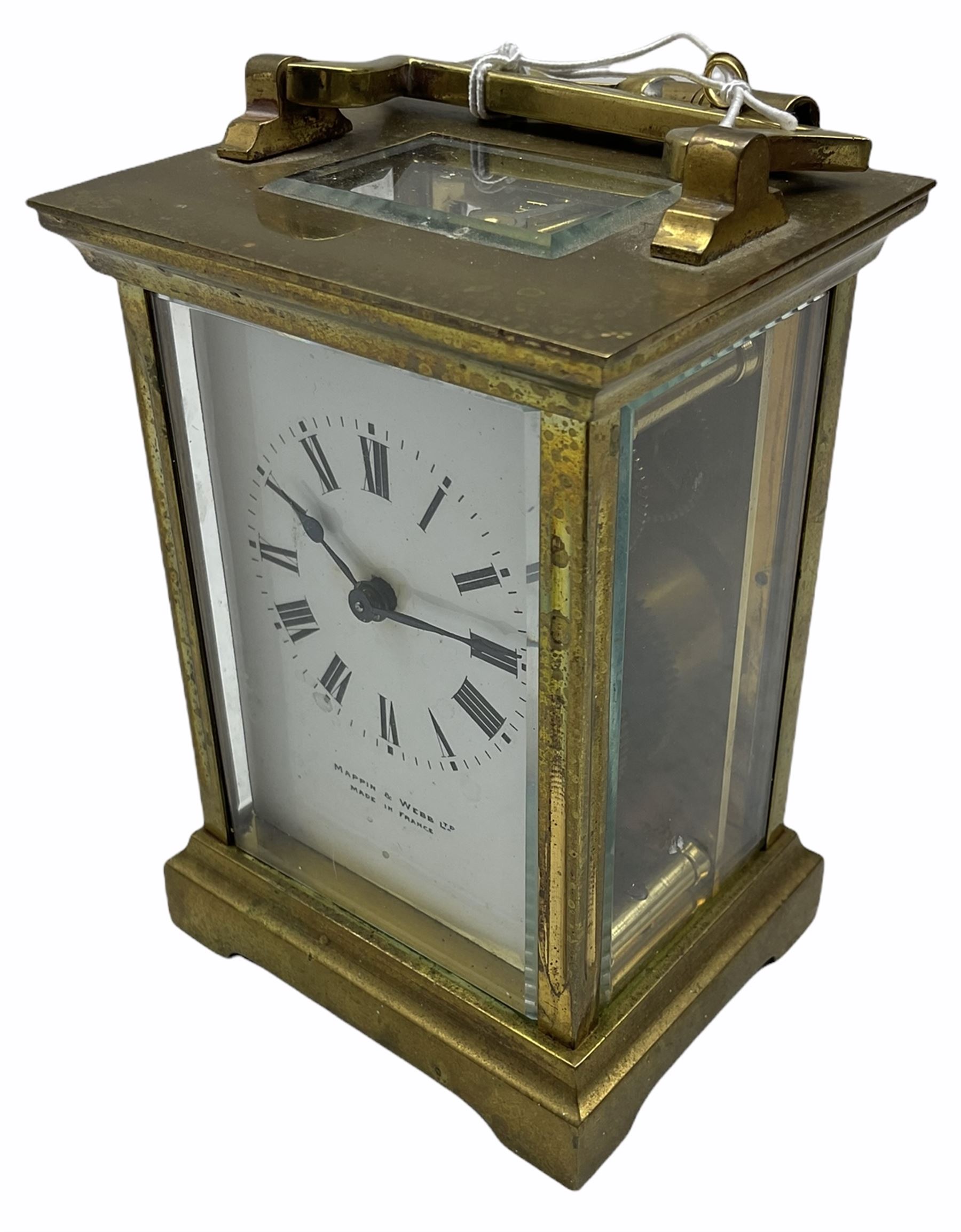 A French 20th century Anglaise cased 8-day timepiece carriage clock with a seven jewelled lever plat