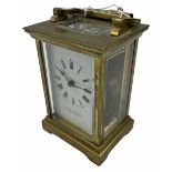 A French 20th century Anglaise cased 8-day timepiece carriage clock with a seven jewelled lever plat