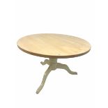 Late 20th century circular beech top dining table