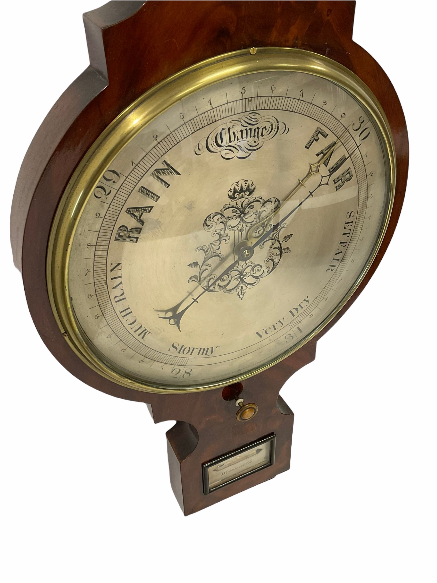 A mid-Victorian four dial mercury wheel barometer in a mahogany veneered case - Image 6 of 6
