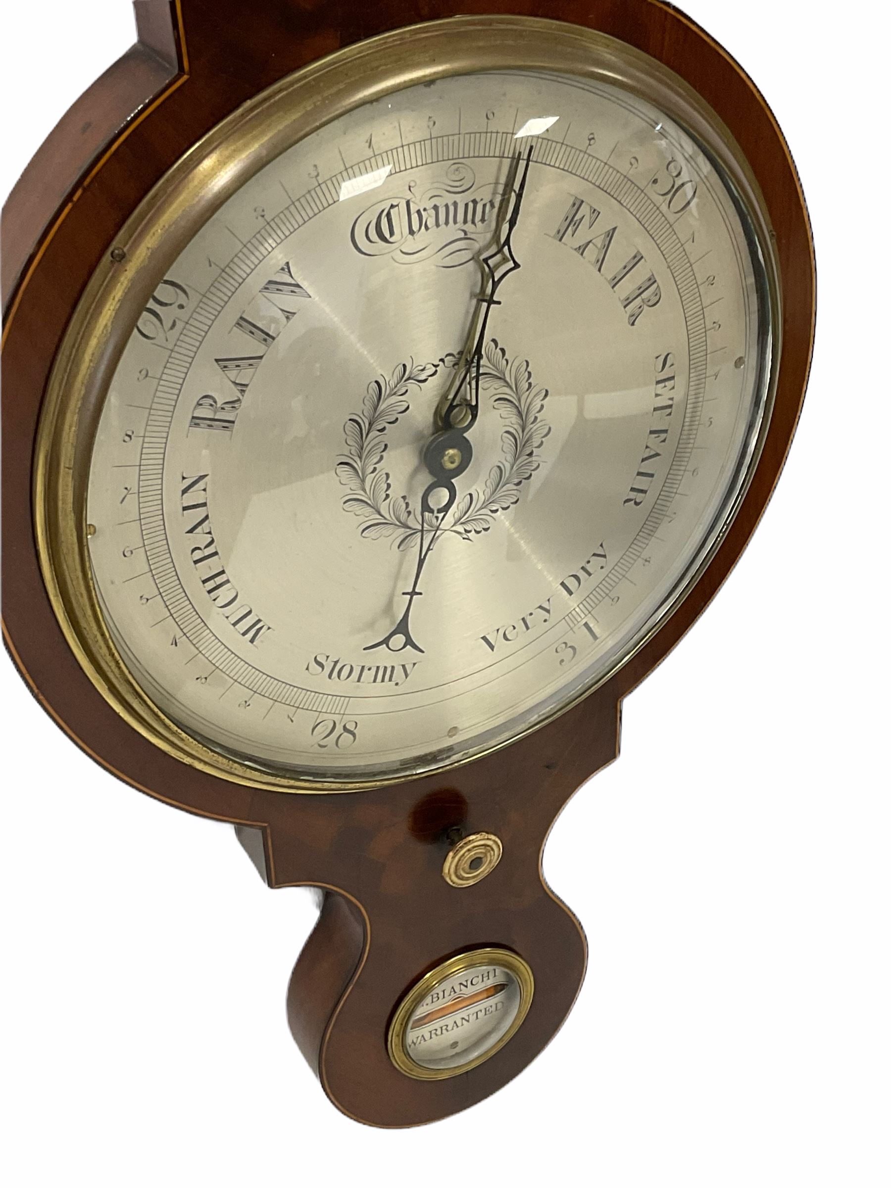 A Victorian mahogany five dial mercury wheel barometer with satinwood stringing to the edge - Image 2 of 6