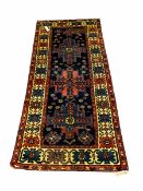 Persian Herriz runner rug of blues reds and browns