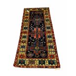 Persian Herriz runner rug of blues reds and browns