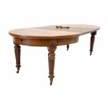 Edwardian mahogany oval wind out extending dining table