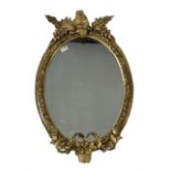 19th century giltwood and gesso girandole oval wall mirror