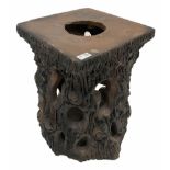 Victorian terracotta naturalistic plant stand in the form of a tree trunk H55cm