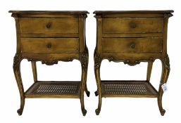 Pair French style gilt bedside tables