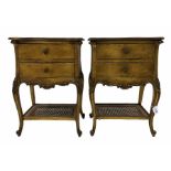 Pair French style gilt bedside tables