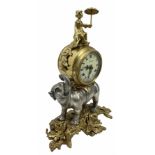 Decorative spring driven two train mantle clock striking the hours on two bells