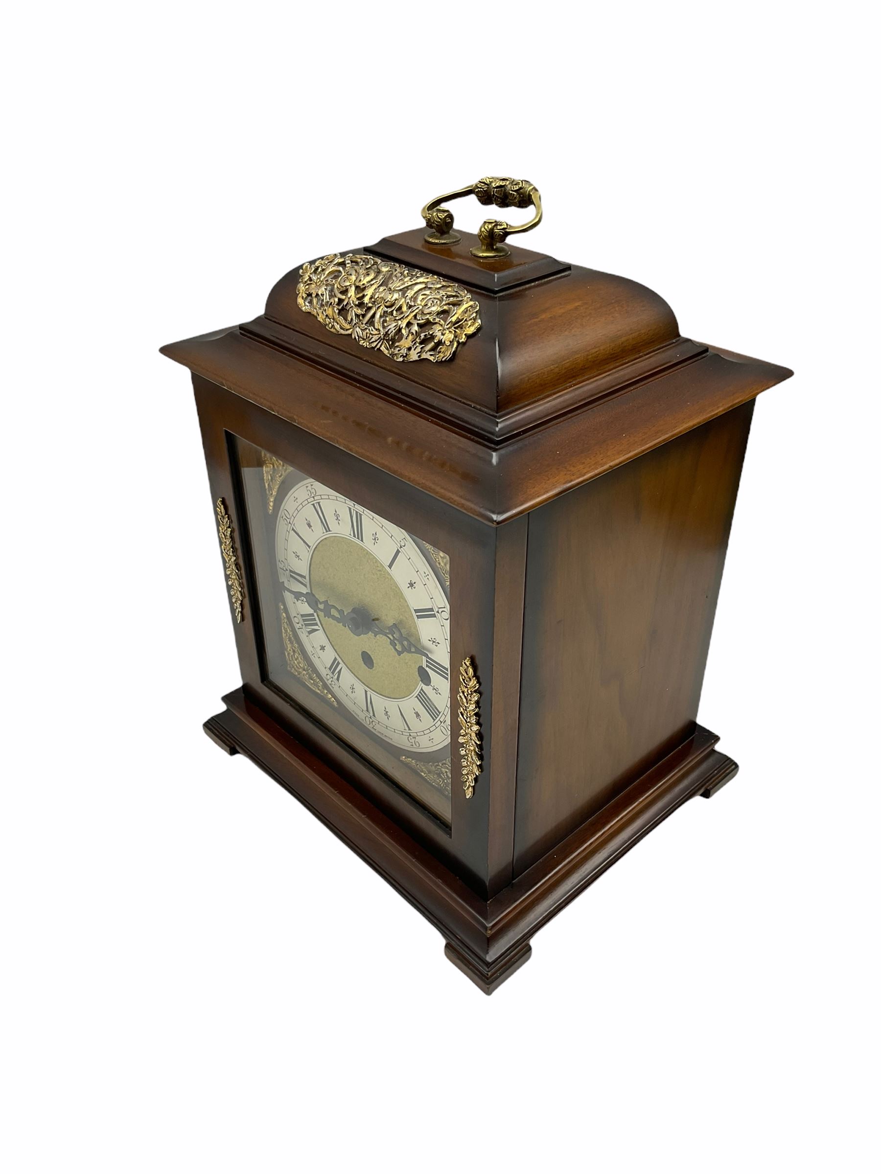 A 20th century three train mantle clock in the style of an 18th century bracket clock - Image 2 of 4