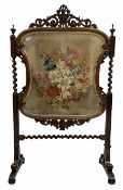 Victorian rosewood fire screen