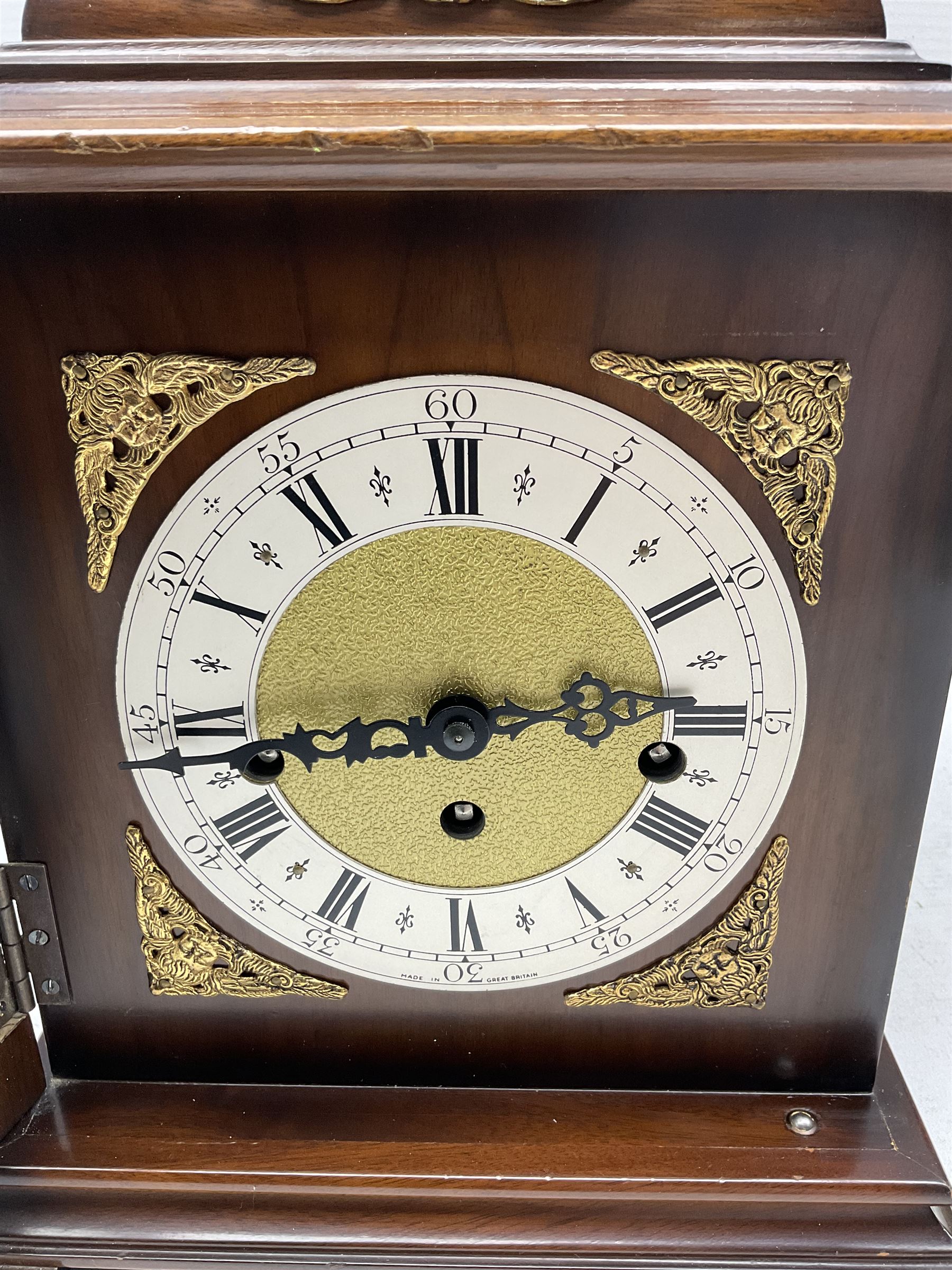 A 20th century three train mantle clock in the style of an 18th century bracket clock - Image 3 of 4