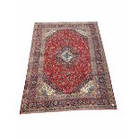 Hand knotted Iranian Kashan red ground carpet