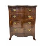 Georgian style figured walnut serpentine front chest