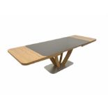 Large contemporary Scandinavian style light oak veneered extending dining table