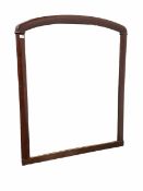 Large Victorian mahogany cushion framed wall mirror with arched top and original mirror plate 105cm