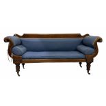 William IV mahogany scroll settee