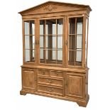 Large Georgian style light oak display cabinet/ bookcase