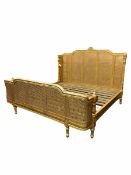 French style gilt and cane work Superior SuperKing 5' 10'' bedstead