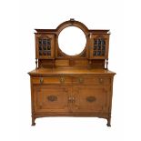 Edwardian oak mirror back sideboard