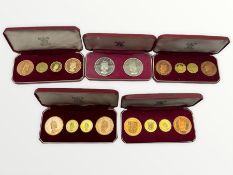 Four Queen Elizabeth II Bailiwick of Jersey four coin sets dated 1957