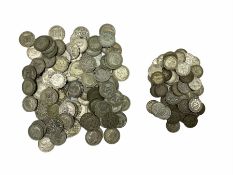 Approximately 370 grams of Great British pre 1947 silver sixpence and threepence coins