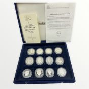 Twelve silver proof Bailiwick of Jersey five pound coins