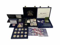 Coins including a miniature gold coin from 'The Presidents of the USA' collection
