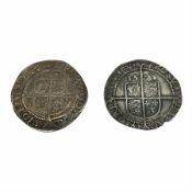 Queen Elizabeth I 1571 and 1578 hammered silver sixpence coins (2)