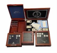Various incomplete coin collections each housed in a display box or case including three United Stat