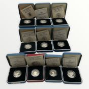 Ten The Royal Mint United Kingdom silver proof one pound coins