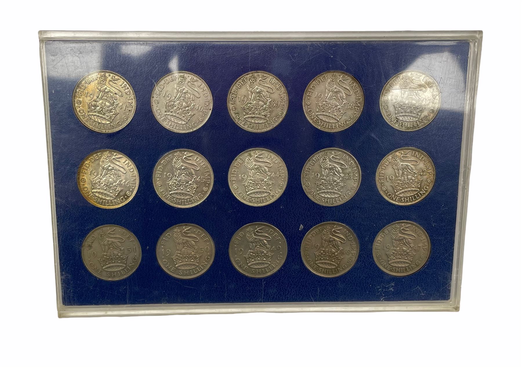 Great British coins including one shilling and sixpence coins housed in plastic displays with pre 19 - Image 3 of 4