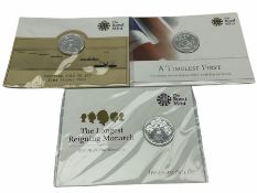 Three The Royal Mint UK twenty pounds fine silver coins dated 2013