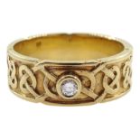 Ortak 9ct gold single stone diamond Celtic design ring