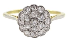 Early 20th century 18ct gold diamond pave set cluster ring