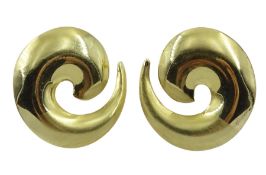 Pair of 14ct brushed and polished gold swirl stud earrings