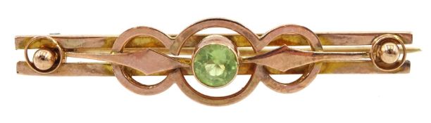 Early 20th century rose gold peridot brooch