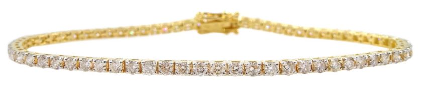 Yellow gold round brilliant cut diamond line bracelet
