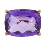 9ct gold single stone rectangular briolette cut amethyst ring