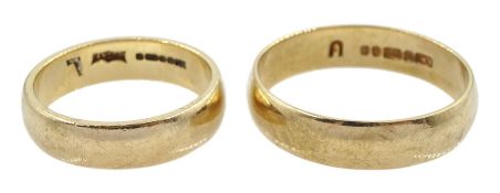 Two 9ct gold wedding bands hallmarked