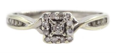 9ct white gold diamond cluster ring