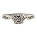 9ct white gold diamond cluster ring