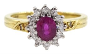 18ct gold oval ruby and diamond ring