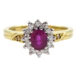 18ct gold oval ruby and diamond ring