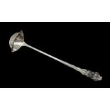 Tiffany Sterling Silver punch ladle cast with stylised leaves and with double lipped bowl marked 'Ti
