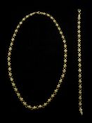 14ct gold fancy link necklace and matching bracelet stamped 14K