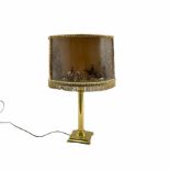 20th century brass lamp and shade with Hunting scene diorama by Peter Barry Studios